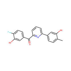 Cc1ccc(-c2cccc(C(=O)c3ccc(F)c(O)c3)n2)cc1O ZINC001772573249