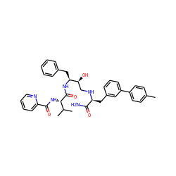 Cc1ccc(-c2cccc(C[C@H](NC[C@H](O)[C@H](Cc3ccccc3)NC(=O)[C@@H](NC(=O)c3ccccn3)C(C)C)C(N)=O)c2)cc1 ZINC000014945944