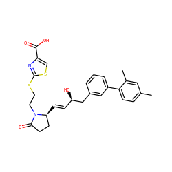 Cc1ccc(-c2cccc(C[C@H](O)/C=C/[C@H]3CCC(=O)N3CCSc3nc(C(=O)O)cs3)c2)c(C)c1 ZINC000038806393
