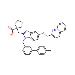 Cc1ccc(-c2cccc(Cn3c(CC4(C(=O)O)CCCC4)nc4cc(OCc5ccc6ccccc6n5)ccc43)c2)cc1 ZINC000220524540