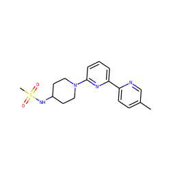 Cc1ccc(-c2cccc(N3CCC(NS(C)(=O)=O)CC3)n2)nc1 ZINC000146856251