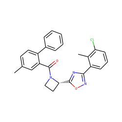 Cc1ccc(-c2ccccc2)c(C(=O)N2CC[C@H]2c2nc(-c3cccc(Cl)c3C)no2)c1 ZINC000218088714