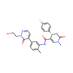 Cc1ccc(-c2ccnn(CCO)c2=O)cc1NC(=O)C1=CN(C)C(=O)C[C@H]1c1ccc(F)cc1 ZINC000118036985