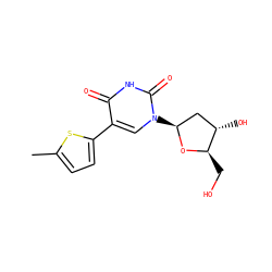 Cc1ccc(-c2cn([C@H]3C[C@H](O)[C@@H](CO)O3)c(=O)[nH]c2=O)s1 ZINC000013604661