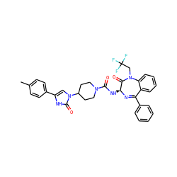 Cc1ccc(-c2cn(C3CCN(C(=O)N[C@@H]4N=C(c5ccccc5)c5ccccc5N(CC(F)(F)F)C4=O)CC3)c(=O)[nH]2)cc1 ZINC000036177939