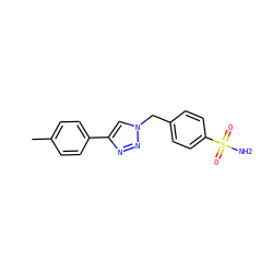 Cc1ccc(-c2cn(Cc3ccc(S(N)(=O)=O)cc3)nn2)cc1 ZINC000096908720