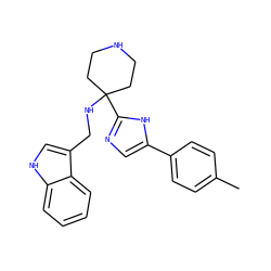Cc1ccc(-c2cnc(C3(NCc4c[nH]c5ccccc45)CCNCC3)[nH]2)cc1 ZINC000473089351