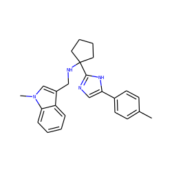 Cc1ccc(-c2cnc(C3(NCc4cn(C)c5ccccc45)CCCC3)[nH]2)cc1 ZINC000473087533