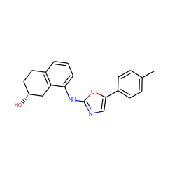 Cc1ccc(-c2cnc(Nc3cccc4c3C[C@H](O)CC4)o2)cc1 ZINC000053226758