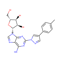 Cc1ccc(-c2cnn(-c3nc(N)c4ncn([C@@H]5O[C@H](CO)[C@@H](O)[C@H]5O)c4n3)c2)cc1 ZINC000013818932