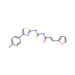 Cc1ccc(-c2csc(NC(=S)NC(=O)/C=C/c3ccco3)n2)cc1 ZINC000009318287