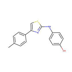 Cc1ccc(-c2csc(Nc3ccc(O)cc3)n2)cc1 ZINC000000460395