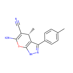 Cc1ccc(-c2n[nH]c3c2[C@@H](C)C(C#N)=C(N)O3)cc1 ZINC000004165780