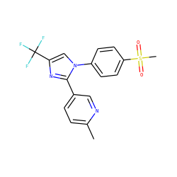 Cc1ccc(-c2nc(C(F)(F)F)cn2-c2ccc(S(C)(=O)=O)cc2)cn1 ZINC000013812816