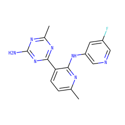Cc1ccc(-c2nc(C)nc(N)n2)c(Nc2cncc(F)c2)n1 ZINC000113230030