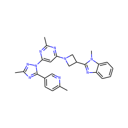 Cc1ccc(-c2nc(C)nn2-c2cc(N3CC(c4nc5ccccc5n4C)C3)nc(C)n2)cn1 ZINC000143103753