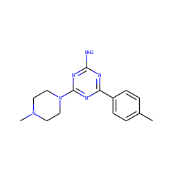 Cc1ccc(-c2nc(N)nc(N3CCN(C)CC3)n2)cc1 ZINC000169349140