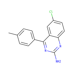 Cc1ccc(-c2nc(N)nc3ccc(Cl)cc23)cc1 ZINC000084705412