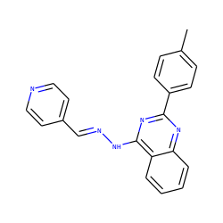 Cc1ccc(-c2nc(N/N=C/c3ccncc3)c3ccccc3n2)cc1 ZINC000004989559