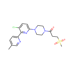 Cc1ccc(-c2nc(N3CCN(C(=O)CCS(C)(=O)=O)CC3)ccc2Cl)nc1 ZINC000166317984