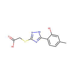 Cc1ccc(-c2nc(SCC(=O)O)n[nH]2)c(O)c1 ZINC000653633826