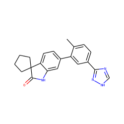 Cc1ccc(-c2nc[nH]n2)cc1-c1ccc2c(c1)NC(=O)C21CCCC1 ZINC000073161407