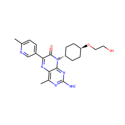 Cc1ccc(-c2nc3c(C)nc(N)nc3n([C@H]3CC[C@H](OCCO)CC3)c2=O)cn1 ZINC000253951123