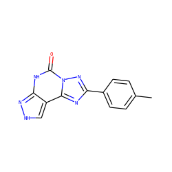 Cc1ccc(-c2nc3c4c[nH]nc4[nH]c(=O)n3n2)cc1 ZINC001772585887