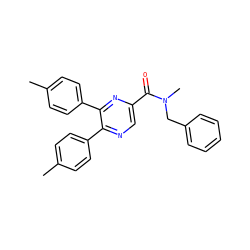 Cc1ccc(-c2ncc(C(=O)N(C)Cc3ccccc3)nc2-c2ccc(C)cc2)cc1 ZINC000028900224