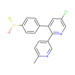 Cc1ccc(-c2ncc(Cl)cc2-c2ccc([S@@+](C)[O-])cc2)cn1 ZINC000003986168