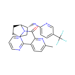 Cc1ccc(-c2ncccn2)c(C(=O)N2[C@H]3CC[C@H]2[C@H](Nc2ccc(C(F)(F)F)cn2)C3)n1 ZINC000221040880