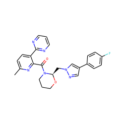 Cc1ccc(-c2ncccn2)c(C(=O)N2CCCO[C@@H]2Cn2cc(-c3ccc(F)cc3)cn2)n1 ZINC000210619760