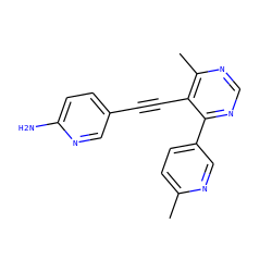 Cc1ccc(-c2ncnc(C)c2C#Cc2ccc(N)nc2)cn1 ZINC000148473086