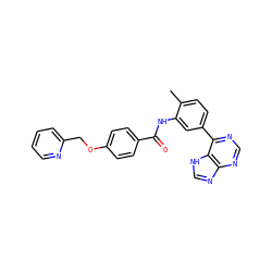 Cc1ccc(-c2ncnc3nc[nH]c23)cc1NC(=O)c1ccc(OCc2ccccn2)cc1 ZINC000043203319