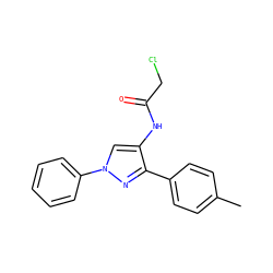 Cc1ccc(-c2nn(-c3ccccc3)cc2NC(=O)CCl)cc1 ZINC000002641193
