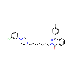 Cc1ccc(-c2nn(CCCCCCCN3CCN(c4cccc(Cl)c4)CC3)c(=O)c3ccccc23)cc1 ZINC000034801013