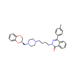 Cc1ccc(-c2nn(CCCCN3CCN(C[C@@H]4COc5ccccc5O4)CC3)c(=O)c3ccccc23)cc1 ZINC000034801004
