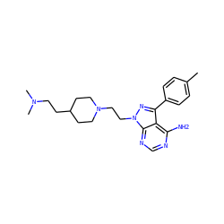 Cc1ccc(-c2nn(CCN3CCC(CCN(C)C)CC3)c3ncnc(N)c23)cc1 ZINC000653905131