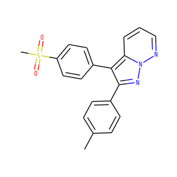 Cc1ccc(-c2nn3ncccc3c2-c2ccc(S(C)(=O)=O)cc2)cc1 ZINC000028374790