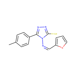 Cc1ccc(-c2nnc(S)n2/N=C\c2ccco2)cc1 ZINC000004889092