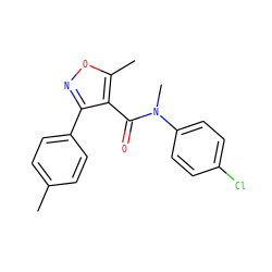 Cc1ccc(-c2noc(C)c2C(=O)N(C)c2ccc(Cl)cc2)cc1 ZINC000045386320