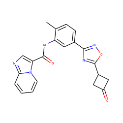 Cc1ccc(-c2noc(C3CC(=O)C3)n2)cc1NC(=O)c1cnc2ccccn12 ZINC000206108106