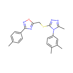 Cc1ccc(-c2noc(CSc3nnc(C)n3-c3ccc(C)c(C)c3)n2)cc1 ZINC000006804356