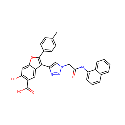 Cc1ccc(-c2oc3cc(O)c(C(=O)O)cc3c2-c2cn(CC(=O)Nc3cccc4ccccc34)nn2)cc1 ZINC000066111782