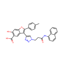 Cc1ccc(-c2oc3cc(O)c(C(=O)O)cc3c2-c2cn(CCC(=O)Nc3cccc4ccccc34)nn2)cc1 ZINC000066101835