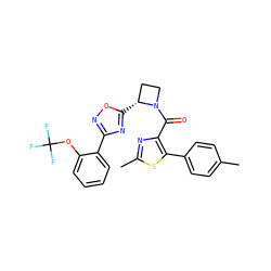 Cc1ccc(-c2sc(C)nc2C(=O)N2CC[C@H]2c2nc(-c3ccccc3OC(F)(F)F)no2)cc1 ZINC001772652140