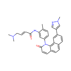 Cc1ccc(-n2c(=O)ccc3ccc4ccc(-c5cnn(C)c5)cc4c32)cc1NC(=O)/C=C/CN(C)C ZINC001772607416