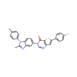Cc1ccc(-n2c(C)nc3cc(-n4cnc5cc(-c6ccc(Cl)cc6)sc5c4=O)ccc32)cc1 ZINC000040568224