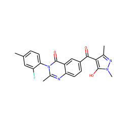 Cc1ccc(-n2c(C)nc3ccc(C(=O)c4c(C)nn(C)c4O)cc3c2=O)c(F)c1 ZINC000299833082