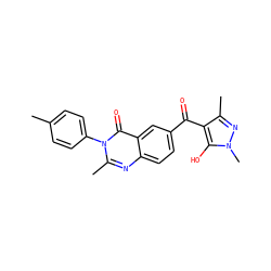 Cc1ccc(-n2c(C)nc3ccc(C(=O)c4c(C)nn(C)c4O)cc3c2=O)cc1 ZINC000299834461